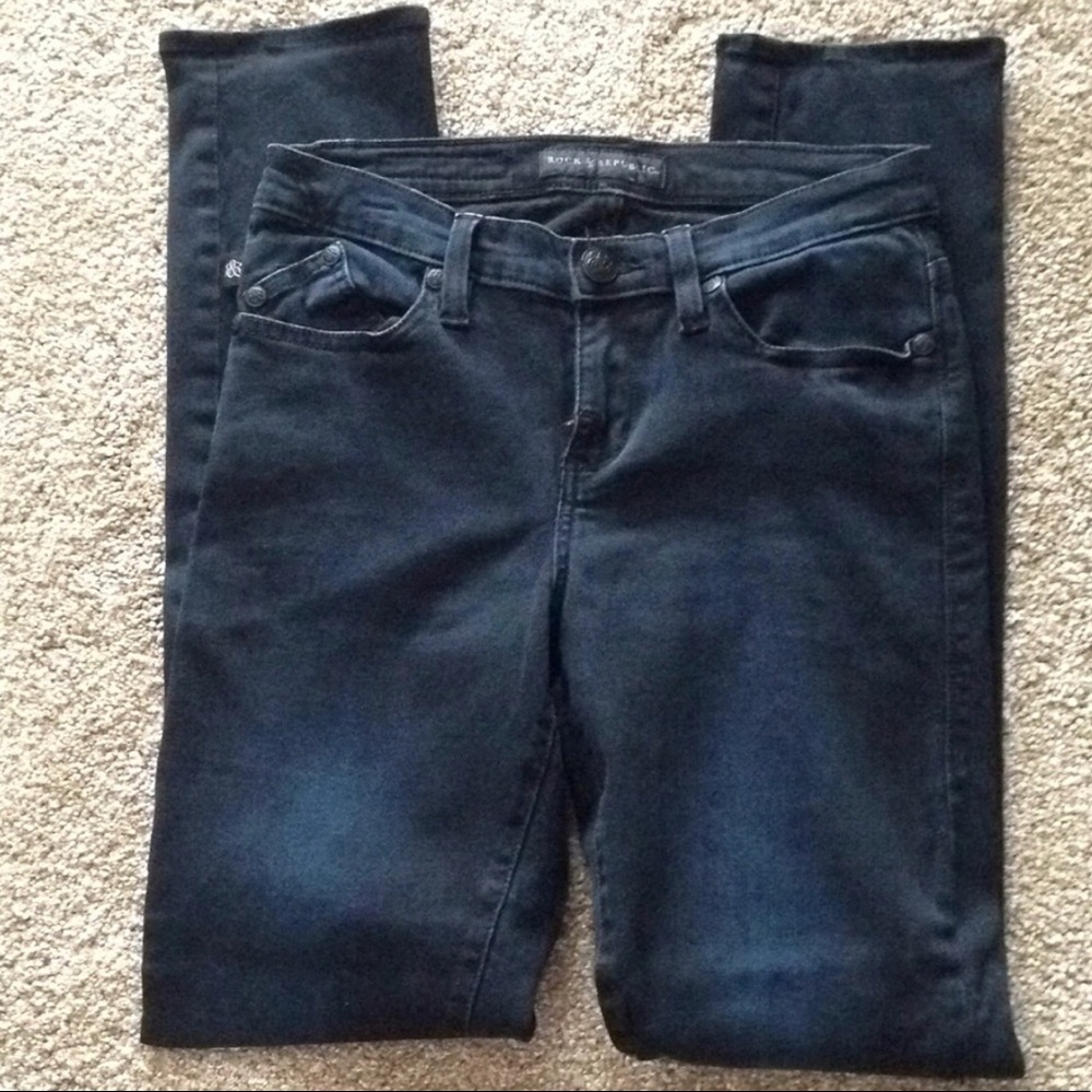 Rock & Republic Dark Wash Skinny Jeans, 8